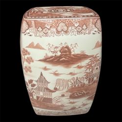 Ceramic Garden Stool with Asian Landscape Design