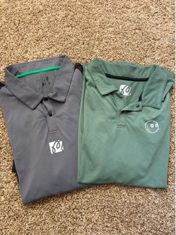 2x Malbon Golf Perfomance Buckets Logo Polo Shirt Size XL Missing Top Button