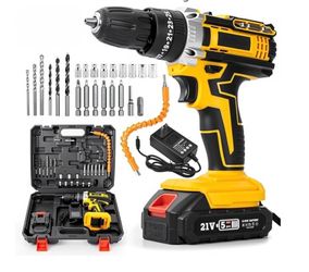 Cordless Drill 21V Electric Screwdriver 3/8 Inch Keyless Chuck 25+1 Clutch Electric Drill with Work Light Power Screwdriver