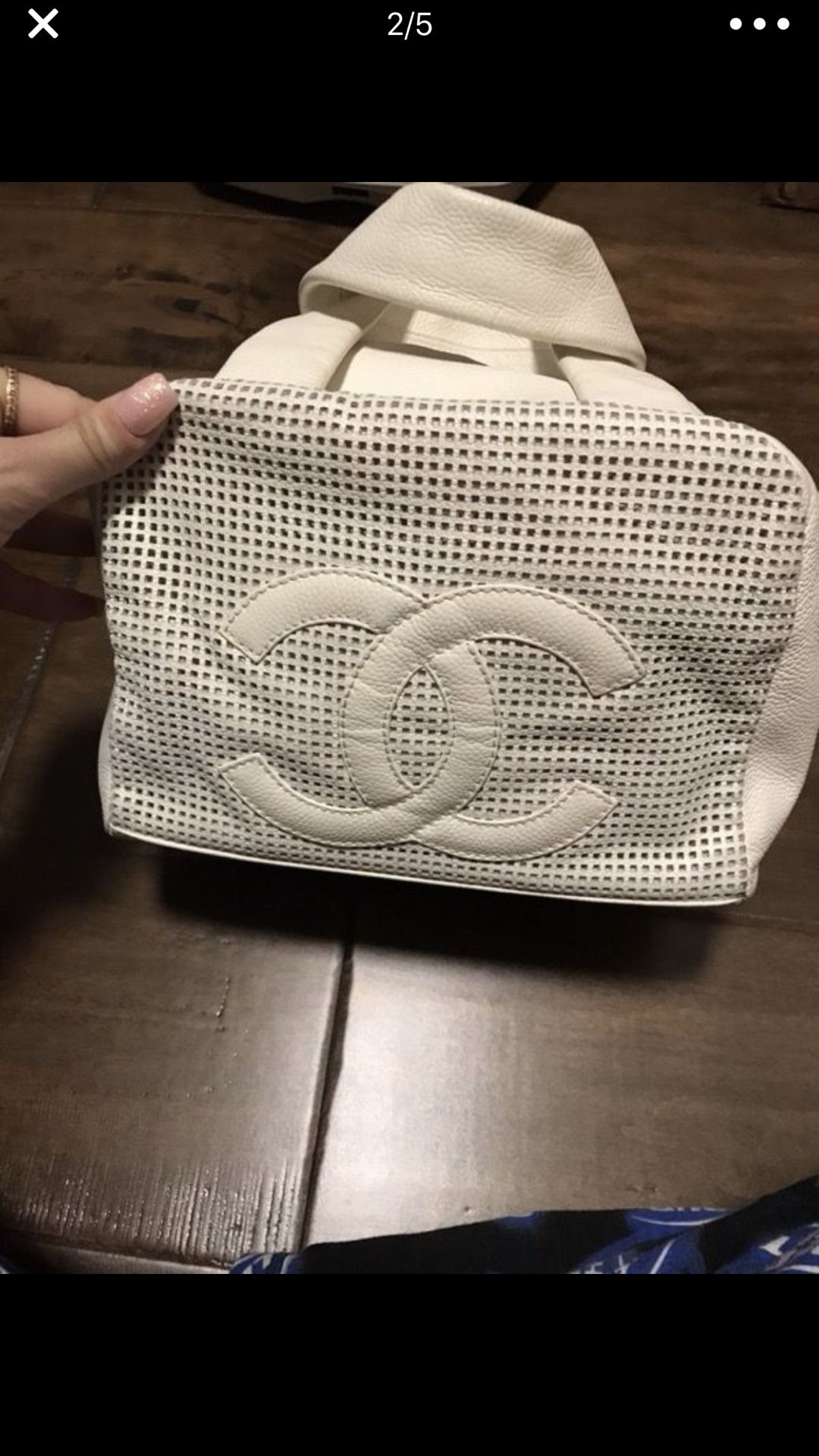 White Chanel bowling bag