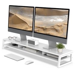 Dual Monitor Stand, White