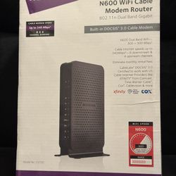 New Netgear N600 Wi-Fi Cable Modem Router 802.11 Dual Band Gigabit C3700