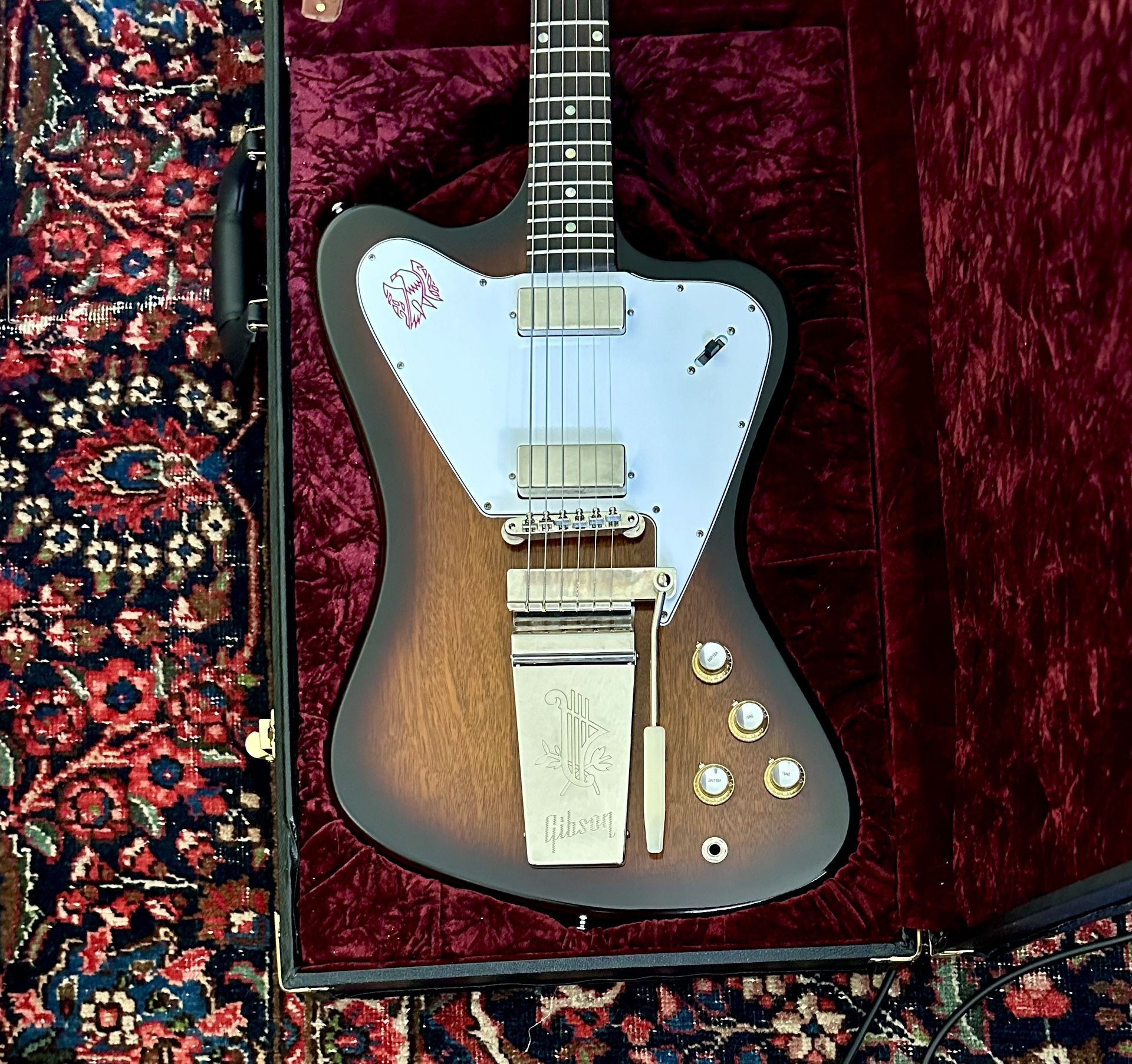 New Gibson 1965 Custom Shop Non-Reverse Firebird V w/ Vibrola Vintage Sunburst Electric Guitar No Trades