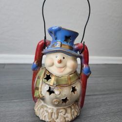 ✅️ Christmas Ceramic 8" Candle Holder• Vintage Holiday Snowman Lantern• Great Condition• $8firm