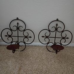 Metal Candle Holder Set Of 2/. 12 In.Tall Ea.