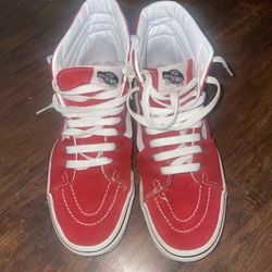 Vans Red and White Sneakers Classic Skate Style
