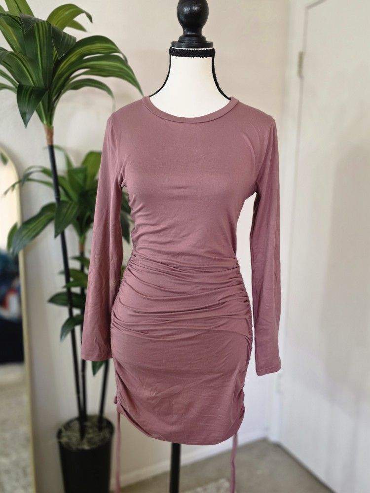 Mauve Ruched Bodycon Dress