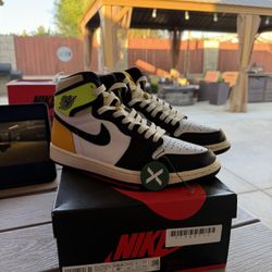 Jordan 1 Retro High White Black Volt University Gold