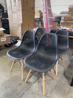 Assembled New Set of 4 Modern Dining Chairs Outdoor Indoor Shell PP Lounge Side Chairs w/ Mesh