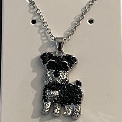 schnauzer dog 20” Necklace silver tone