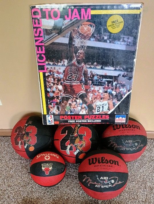Entire Michael Jordan Chicago bulls collection basketballs, Licensed To Jam... See our other great vintage art antiques jewelry fishing lures Sports F