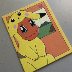 Pikachu Charmander Pokemon Painting 