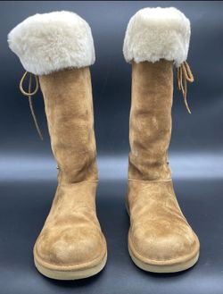 UGG 13" Tall Australia Upside Tall Suede Lace-Up Boots 5163 Chestnut Size 8