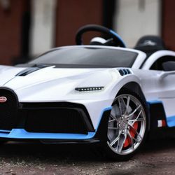 BRAND NEW 12V LUXURY REMOTE CONTROL Electric Kid Ride On Car Power Wheels BUGATTI Divo with Leather Seat, LED Lights, Music, USB