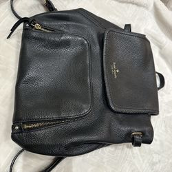 Kate Spade Black Leather Backpack with adjustable straps