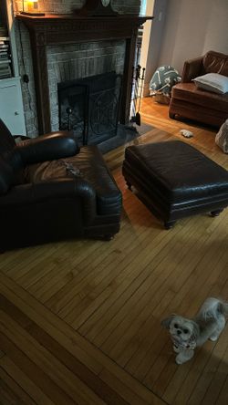 Leather Chair& Ottoman