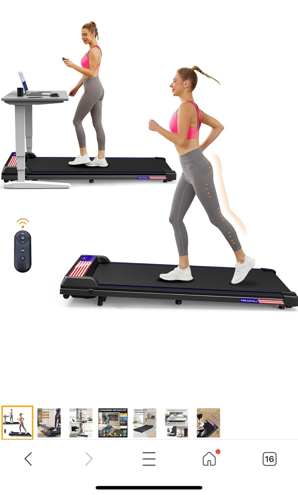 Walking Pad Under Desk Treadmill with Incline for Home and Office,Remote Control LED Display 3 in 1 Portable Mini Walking Jogging Machine