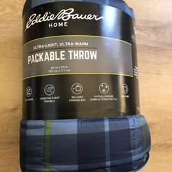 Eddie Bauer Ultra-Light Ultra-Warm Home Packable Throw, Unopened New With Tag $20 Firm