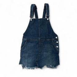 Free people denim frayed torn up pinafore jumper overall mini dress