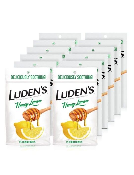 Ludens Deliciously Soothing Throat Drops, Honey Lemon Flavor, 25 Count, Pack of 12