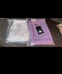 White button down & lavender slats