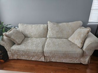 Tan floral couch