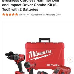 Milwaukee M18 FUEL 18V Lithium-Ion Brushless Cordless Hammer Drill and Impact Driver Combo Kit (2-Tool) with 2 Batteries