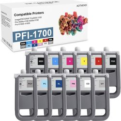 PFI-1700 Pigment Ink Cartridge Replacement for Canon imagePROGRAF Pro2000 2100 Pro 4000s 4100 6000s 6100 6100S 4100S Printer, 12-Pack (MBK, PBK, C, M,