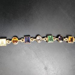 Beautiful Sterling Silver Bracelet with Gemstones 