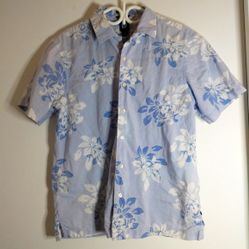 GAP Light Blue Hawaiian Floral Shirt Men's Medium 
