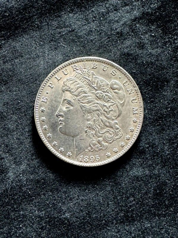 1895-S Morgan Silver Dollar Coin. Choice AU-Better Date. Great For A Coll. Nice.