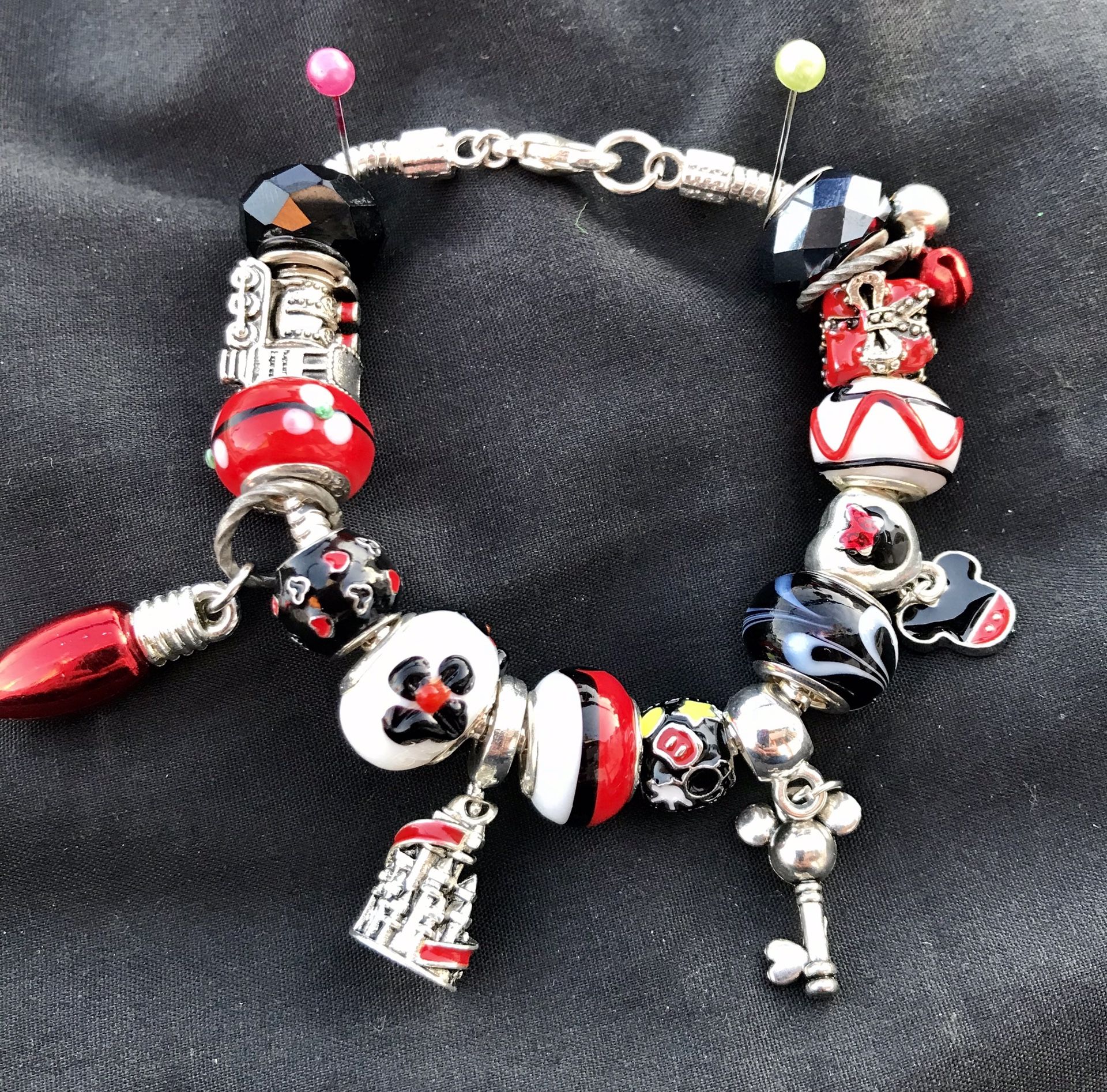 Pandora style charm bracelet Mickey Christmas