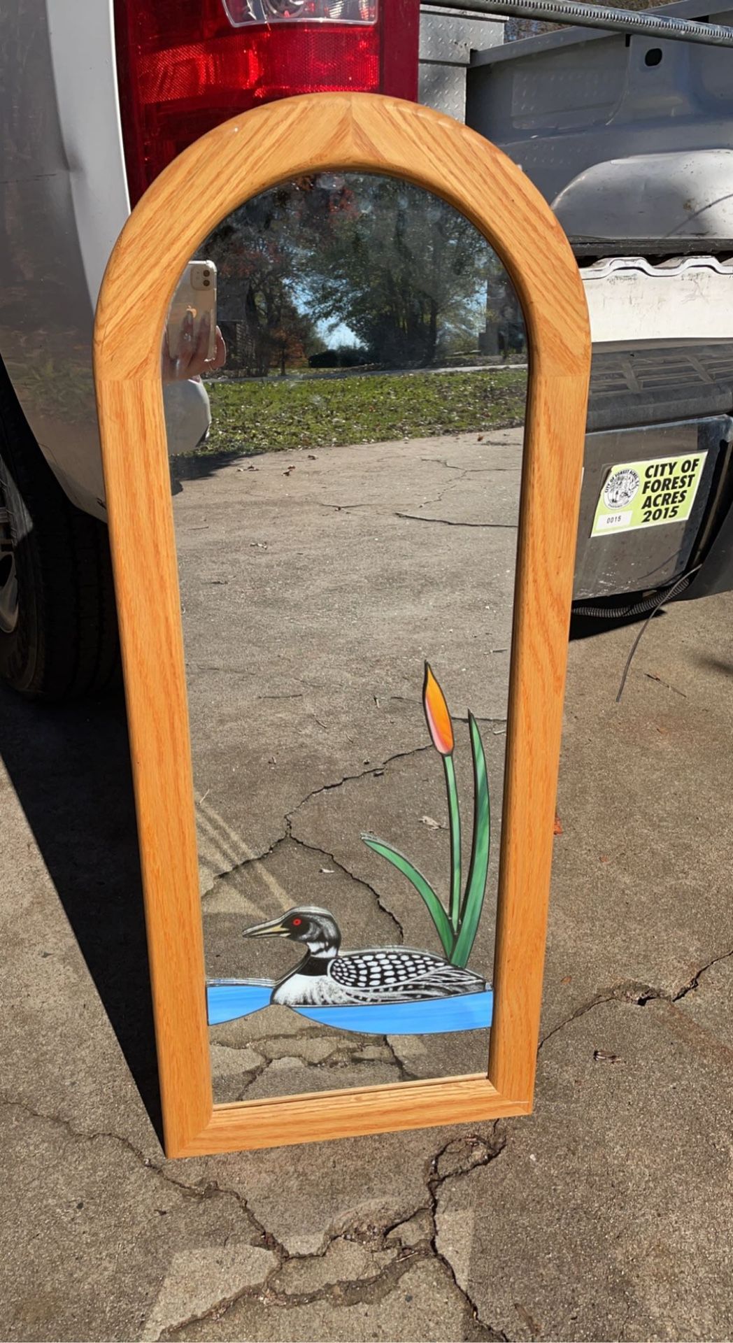 Vintage Stained Glass Mirror 