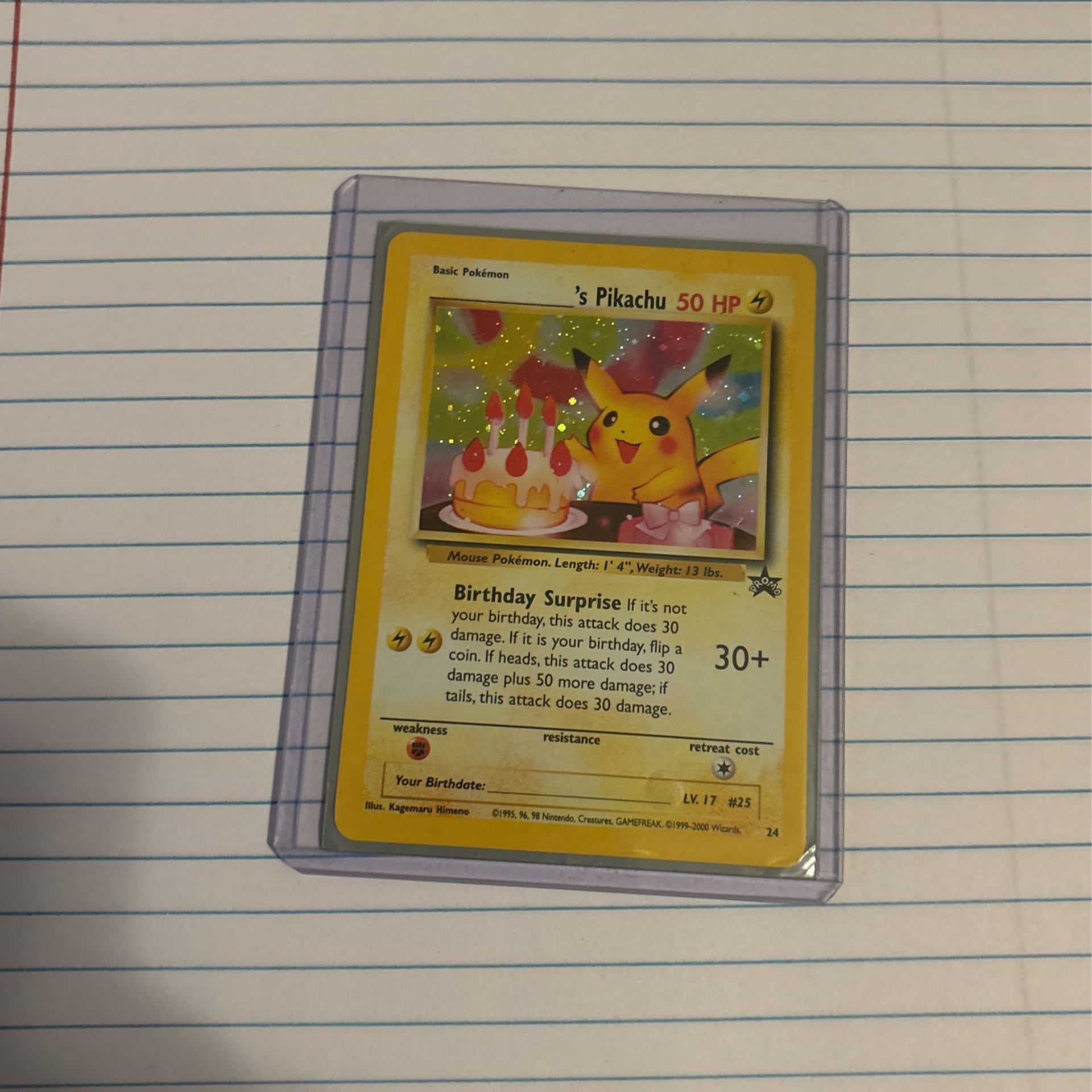 Birthday Pikachu Black Star Promo Pokemon Card