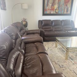 LEATHER POWER RECLINING LIVING ROOM SET