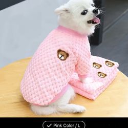 NWT AD Warm Fleece Pet Sweater With Bear Pattern For Small And Med Dogs Pink L