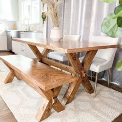 Custom Dining Table Farmhouse Country French Modern Rustic Solid Wood Set Restoration Hardware Insp Bench Hand Built Round Oval Counter Breakfast  