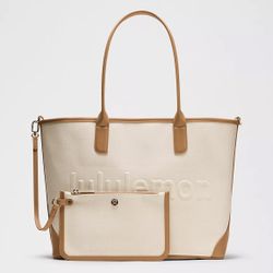 Lululemon Classic Tote Canvas Bag in Natural and Brown