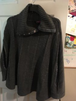 Grey sweater poncho