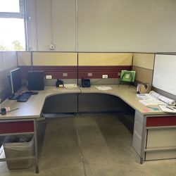 Office cubicles with file cabinets 