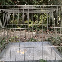 Metal Pet Animal Cage Crate Kennel For Dog Cat Rabbit With Metal Base & Easy Fold Door