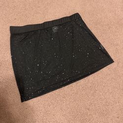New 3x black sheer glitter mini skirt festival rave raver star stretchy outfit