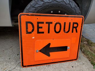 reversible arrow panel retired heavy-duty aluminum DETOUR highway sign  30" x 24"