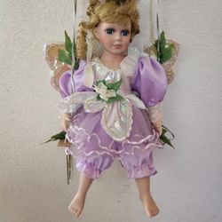 Porcelain Cottagecore Fairy Doll On A Swing