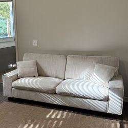 Modern Loveseat Sofa—Beige Chenille, Like New