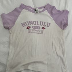 Purple Honolulu Girls/Womens Raglan Shirt, size small