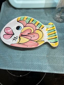 Hand-Painted Ceramic Fish Shaped Plate