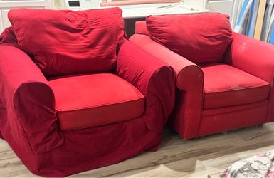 FREE Red Upholstered Armchairs – Set of 2