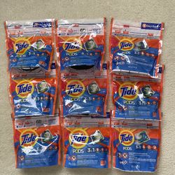 Tide pod 16ct per bag , (9) bags for $30