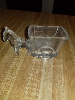 Vintage Glass Horse Pulling Cart Candy Decanter